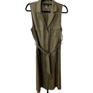 Tahari Tabatha Olive Sleeveless Utility Dress - Size 12 (NWT)
